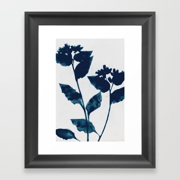 Indigo Blue Flowers Framed Art Print