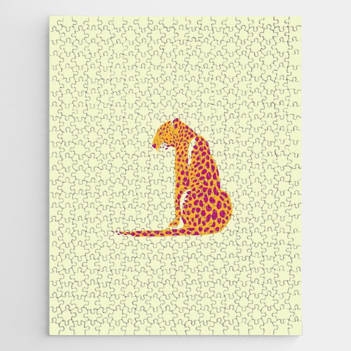 Leopard Pink And Orange Poster  Jigsaw Puzzle