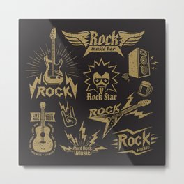 Rock music and guitars seamless pattern Metal Print