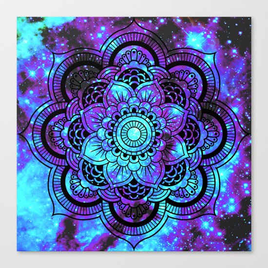 Mandala : Bright Violet & Teal Galaxy 2 Canvas Print