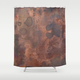 Tarnished, Stained and Scratched Copper Metal Texture Industrial Art Shower Curtain