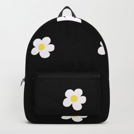 White Flower & black background pattern Backpack