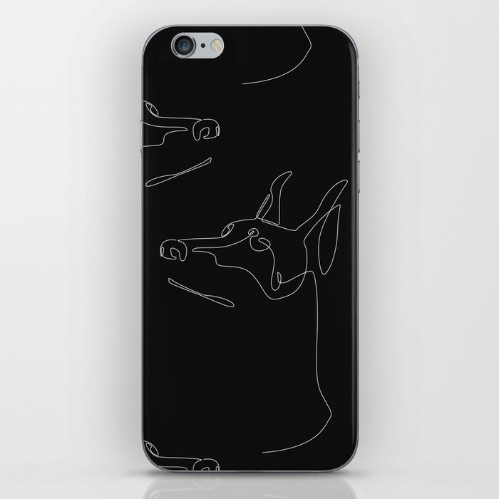 Black Dobermann / black dog head drawing iPhone Skin