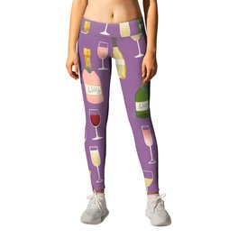 Rose drinks champagne wine bar art food fight apparel and gifts purple Leggings