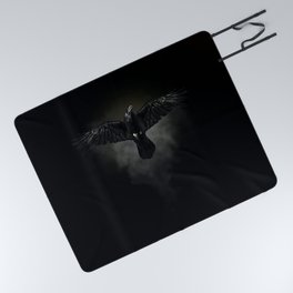 Black raven, crow flight Picnic Blanket