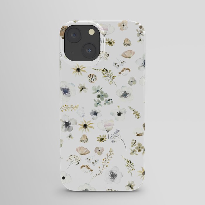 dry flowers watercolor pattern  iPhone Case