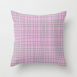 Lilac Green Wobbly Check Throw Pillow