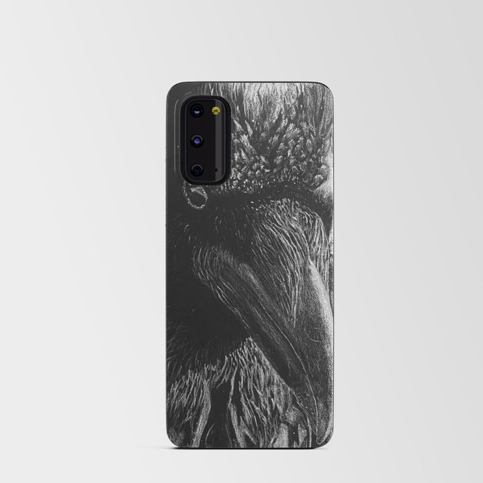 White Pencil Raven Drawing Android Card Case