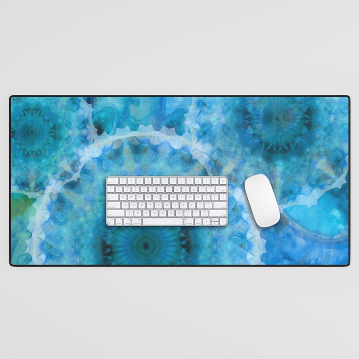 Blue Impressions Blue And White Mandala Fossil Art Desk Mat