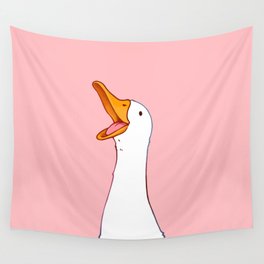 Happy White Duck Wall Tapestry
