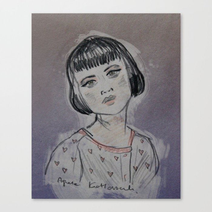 Girl with black hair Canvas Print