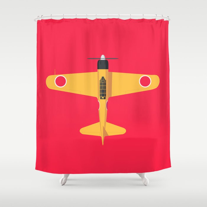 A6M Zero WWII Aircraft - Yellow Shower Curtain