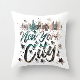 New York City Typography | Geometric Mix No. 4 Throw Pillow