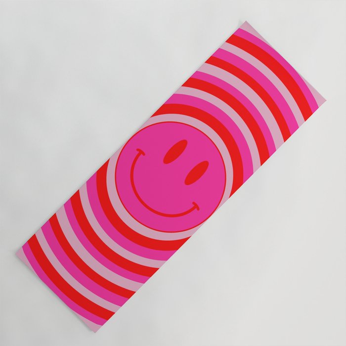 Large Pink and Red Hypnotic Vsco Smiley Face Yoga Mat