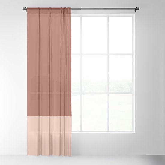 Pale Salmon Color Block Sheer Curtain, Pale Peach Sheer Curtains
