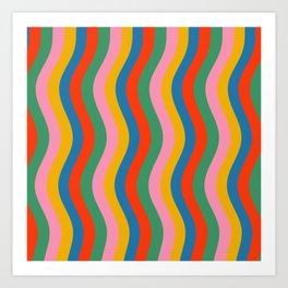 Wobbly Pop Stripes Bold and Colorful Pattern Art Print