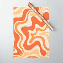 Tangerine Liquid Swirl Retro Abstract Pattern Wrapping Paper