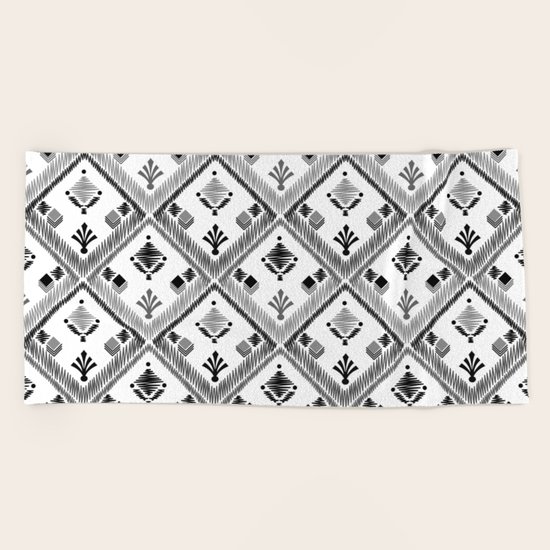 Abstract ethnic ornament. White background 4. Beach Towel