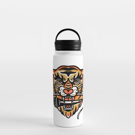 Tiger Biting A Microphone: Cool Music Illustration Water Bottle