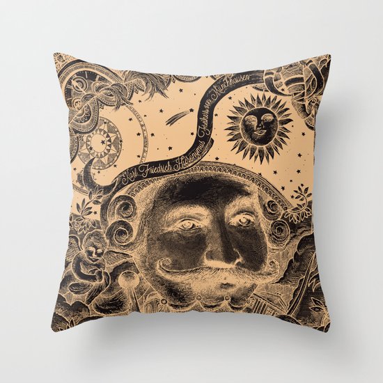 Baron von Munchausen Throw Pillow