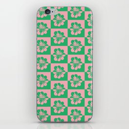 Retro Floral Pattern - Green Pink 3 iPhone Skin
