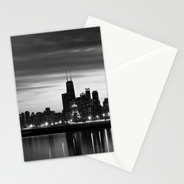 Chicago Skyline Black and White Stationery Card