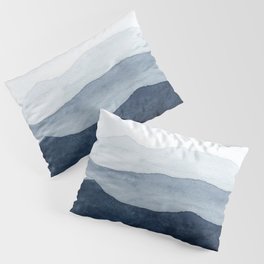 Indigo Abstract Watercolor Mountains Pillow Sham