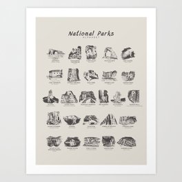 National Parks Alphabet Art Print