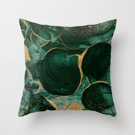 Gold and Emerald Marble I Throw Pillow
