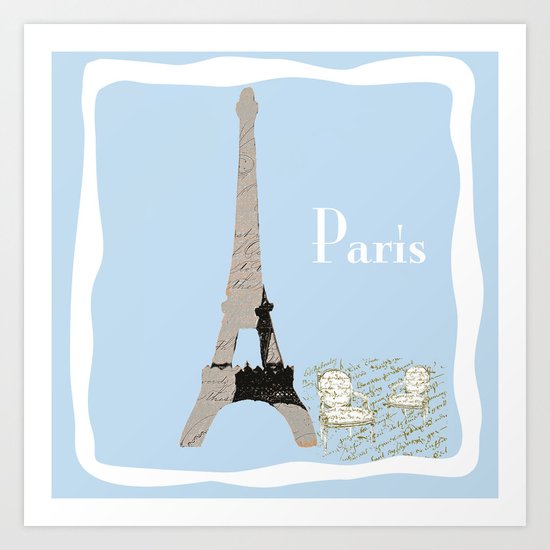 Paris in Powder Blue Art Print