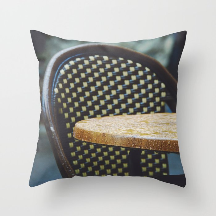 Cafe in Paris | Rainy day in the french city Throw Pillow
