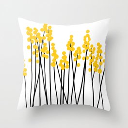 Hello Spring! Yellow/Black Retro Plants on White #decor #society6 #buyart Throw Pillow