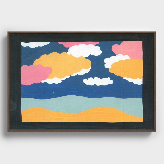landscape: pink, orange, white clouds Framed Canvas