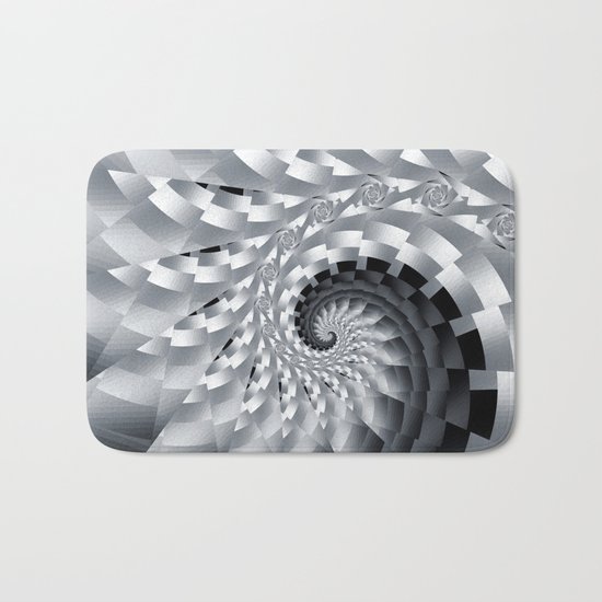 Bladed Black and White Spiral Bath Mat