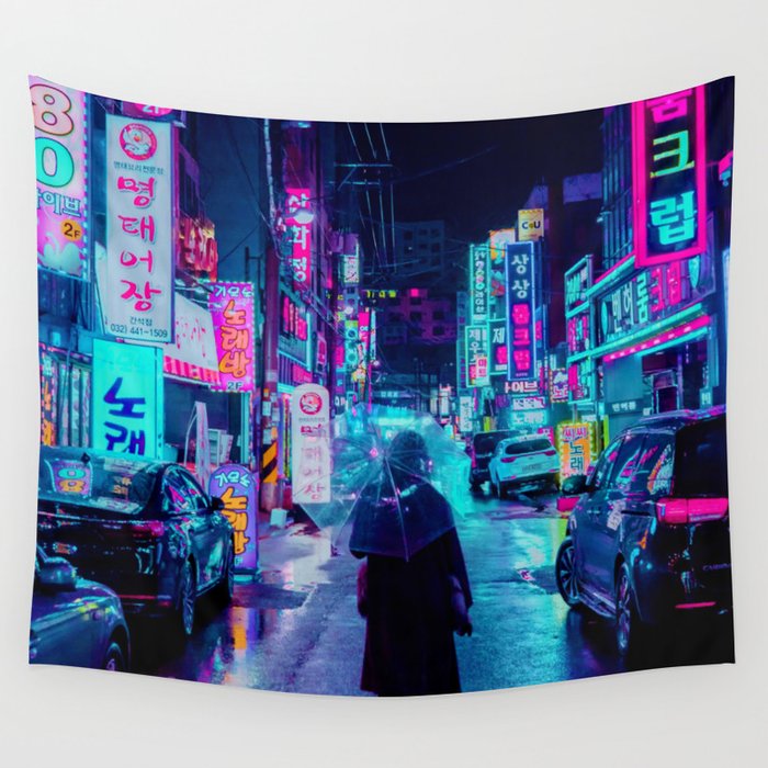 Umbrella in the City Wall Tapestry