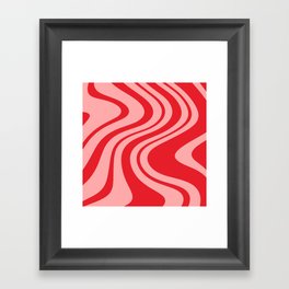 Swirl Marble Stripes Pattern (red/pink) Framed Art Print
