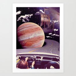 Space Road Collage Art Print