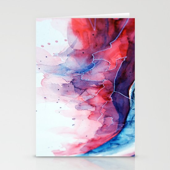 Watercolor magenta & cyan, abstract texture Stationery Cards