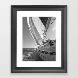 "Open Ocean Sailing" Black And White Fine Art Photography Print Of A Sailing Boat At Sea Framed Art Print