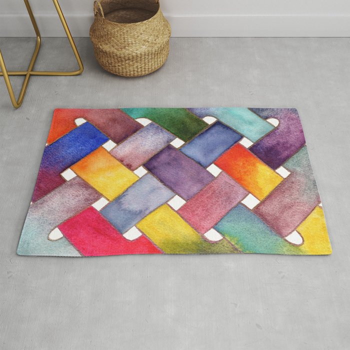 Rainbow Celtic Knot Abstract Pattern Rug