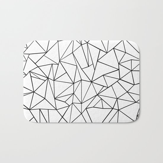 Abstract Outline Black on White Bath Mat