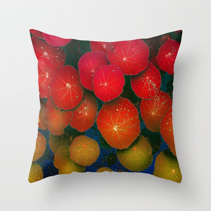 Leaves in Rain Throw Pillow