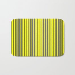 [ Thumbnail: Yellow and Dim Grey Colored Stripes/Lines Pattern Bath Mat ]