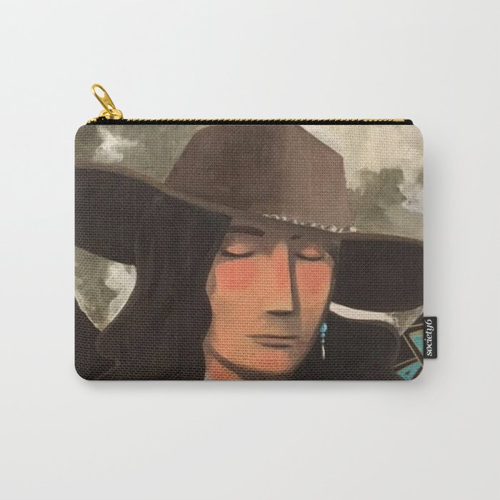 Portrait of A Southwestern Traveler with The Moon & Geometric Shapes In The Background Carry-All Pouch
