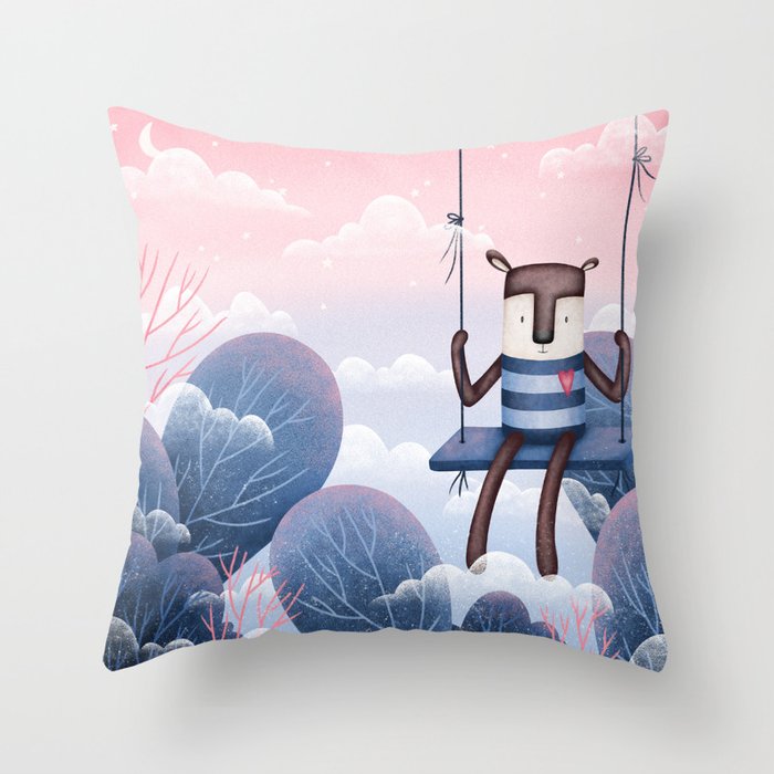 Magic Forest Friends - Fog of Time Throw Pillow