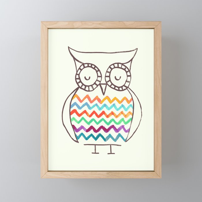 Chevron Owl Framed Mini Art Print