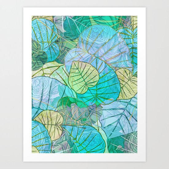 Leaves in Rosy Background 2 Art Print