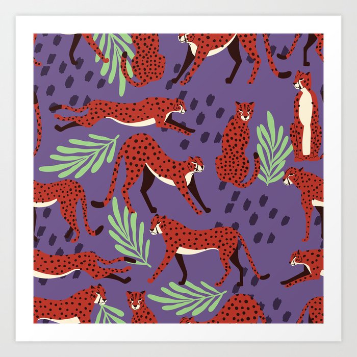 Dark cheetah pattern Art Print