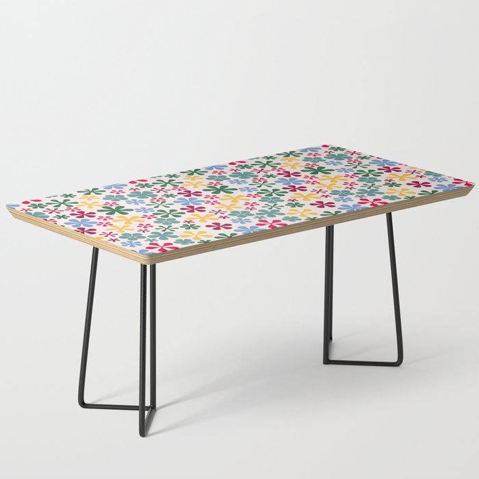 magenta blue yellow eclectic daisy print ditsy florets Coffee Table