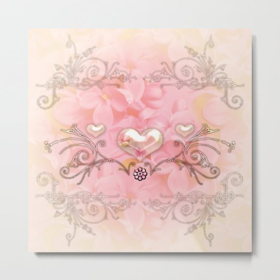 Wonderful hearts with flowers Metal Print